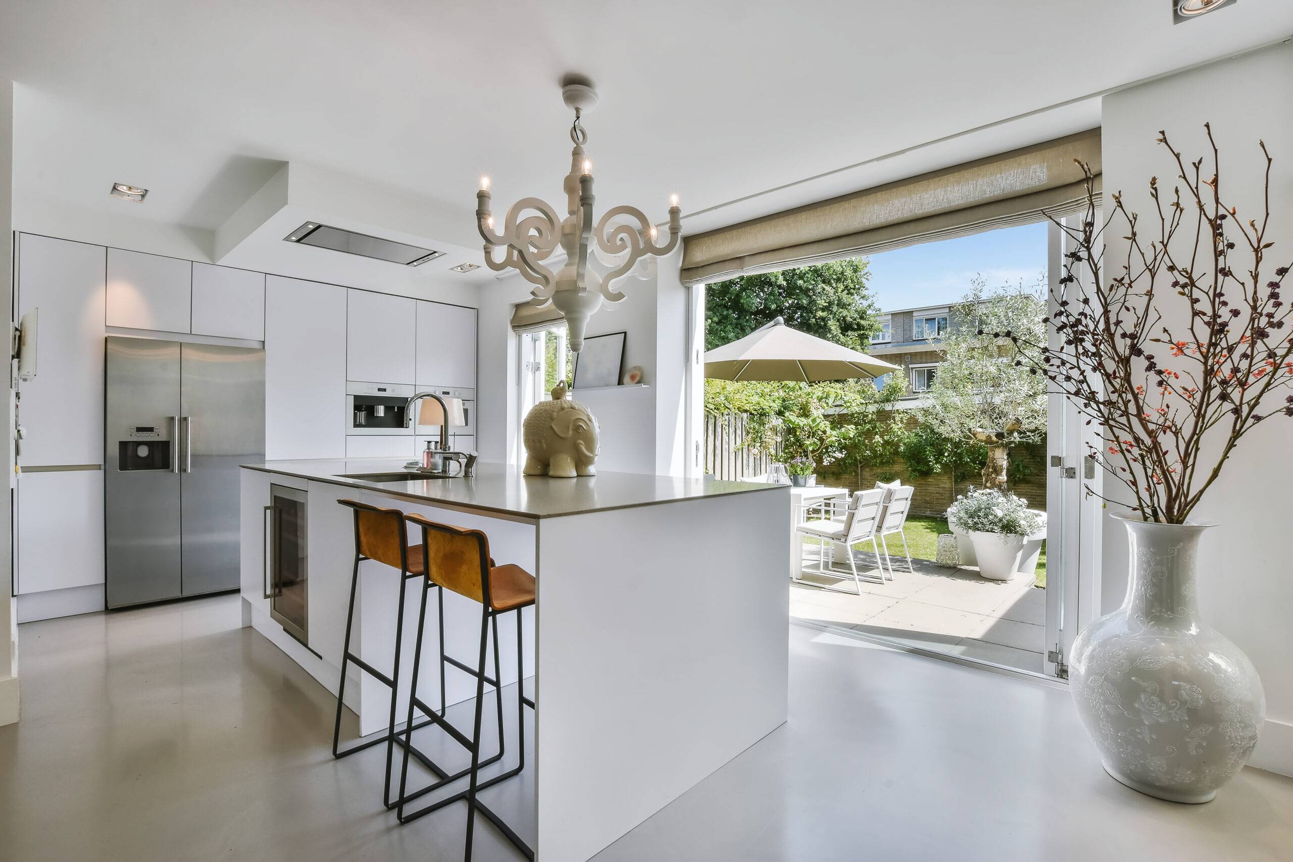 A bright luxury kitchen in an elegant house
